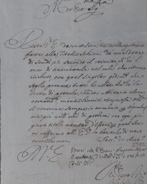 Lettera manoscritta del cardinale Tommaso Ruffo alla principessa Colonna Borghese, Ferrara, 17 maggio 1732.